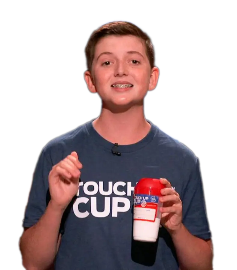 What happened to the 15 years old Carson Grill's touch-up cup company after  Shark Tank 