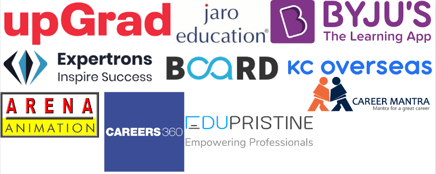 Top Recruiters In India
upGrad
Jaro Education
BYJU’S
Expertrons
Board Infinity
KC Overseas Education
Arena Animation
Careers360
EduPristine
Careers Mantra